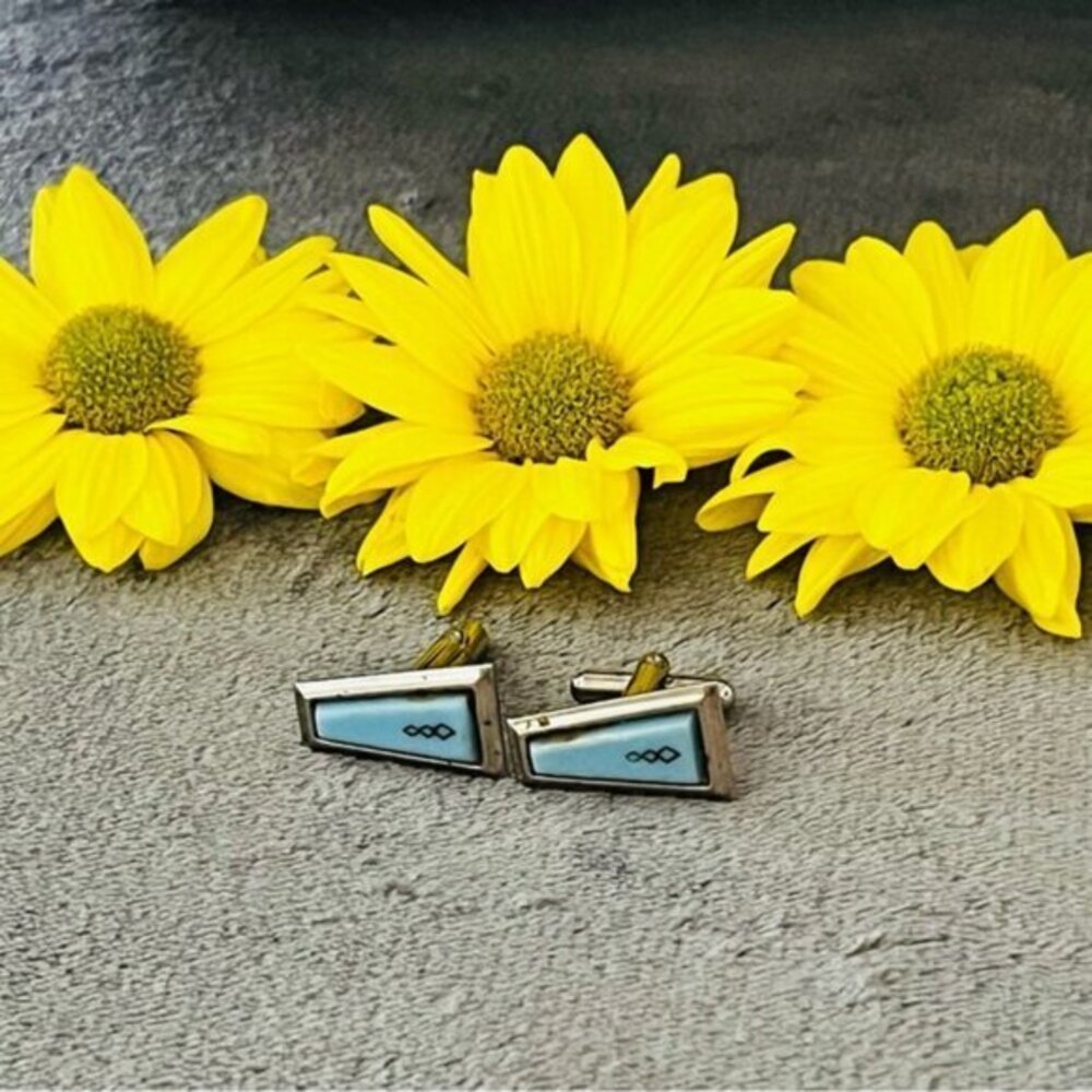 Vintage Silver and Blue Cufflinks